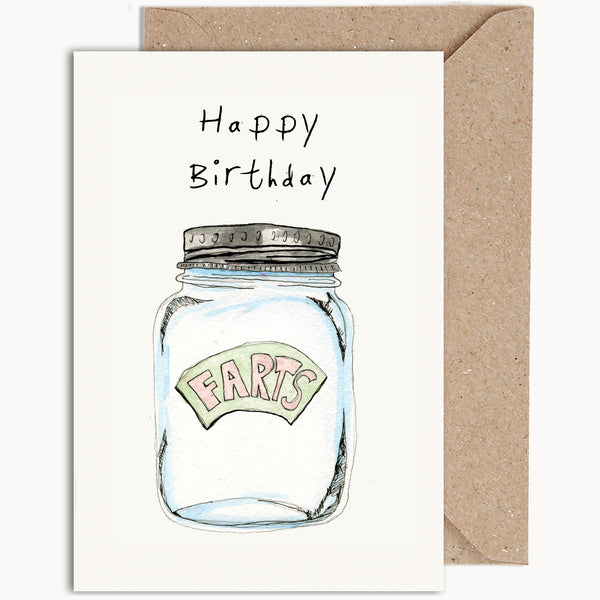 happy birthday greeting card jar of farts