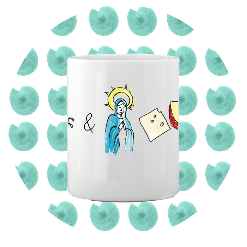 Cheesus, Mary & Jo-Sieve Mug