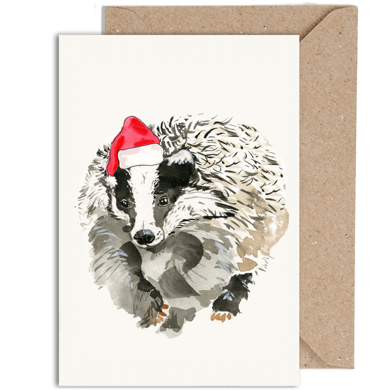 Christmas Badger Greeting Card