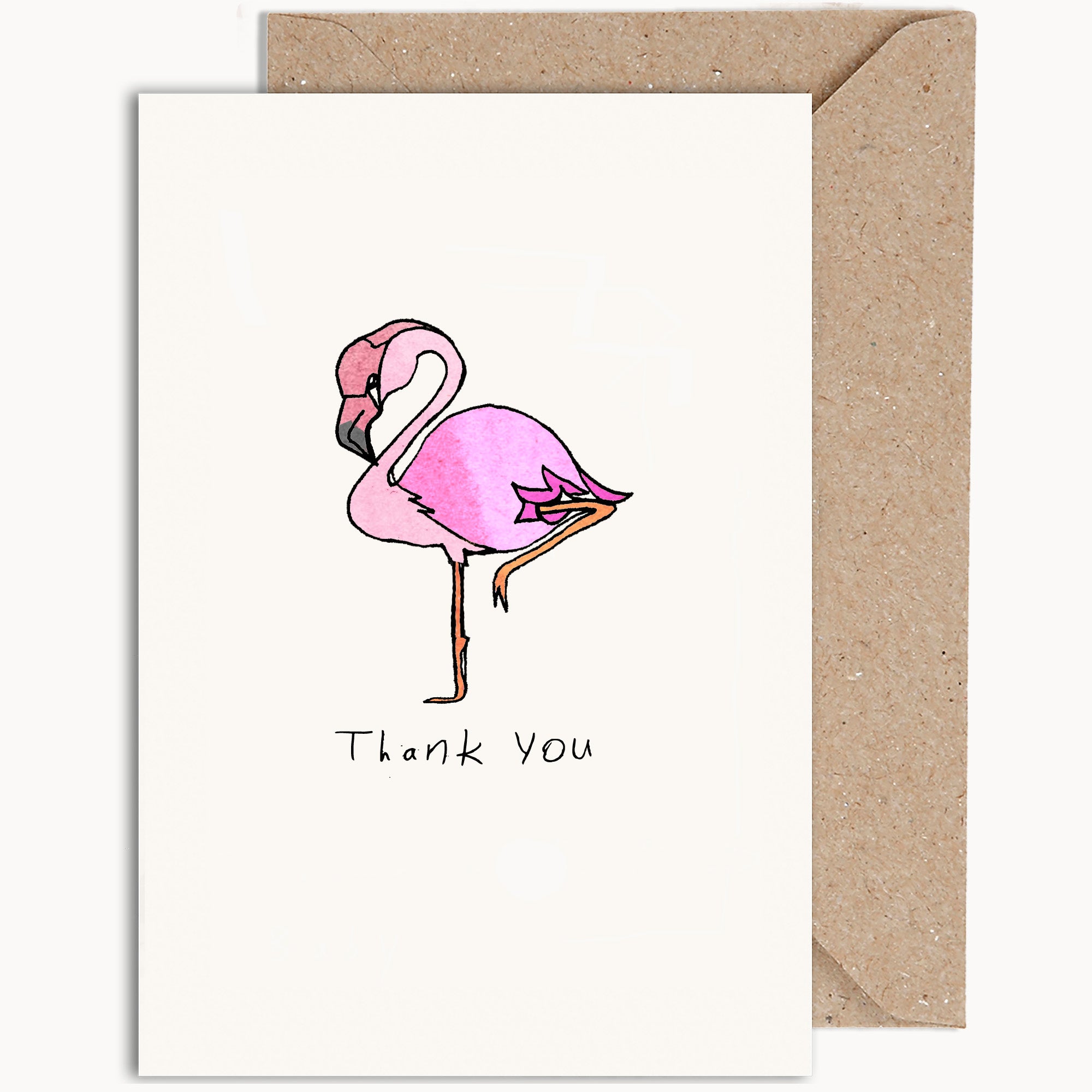 Flamingo Thank You Card – Weirdwatercolours