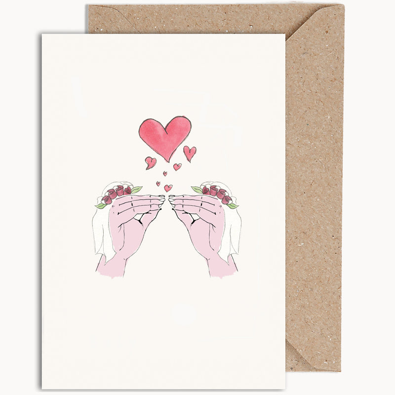 Kissing Hands Mrs & Mrs Wedding Card