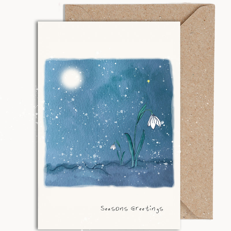 Snowdrop Moon Christmas Card