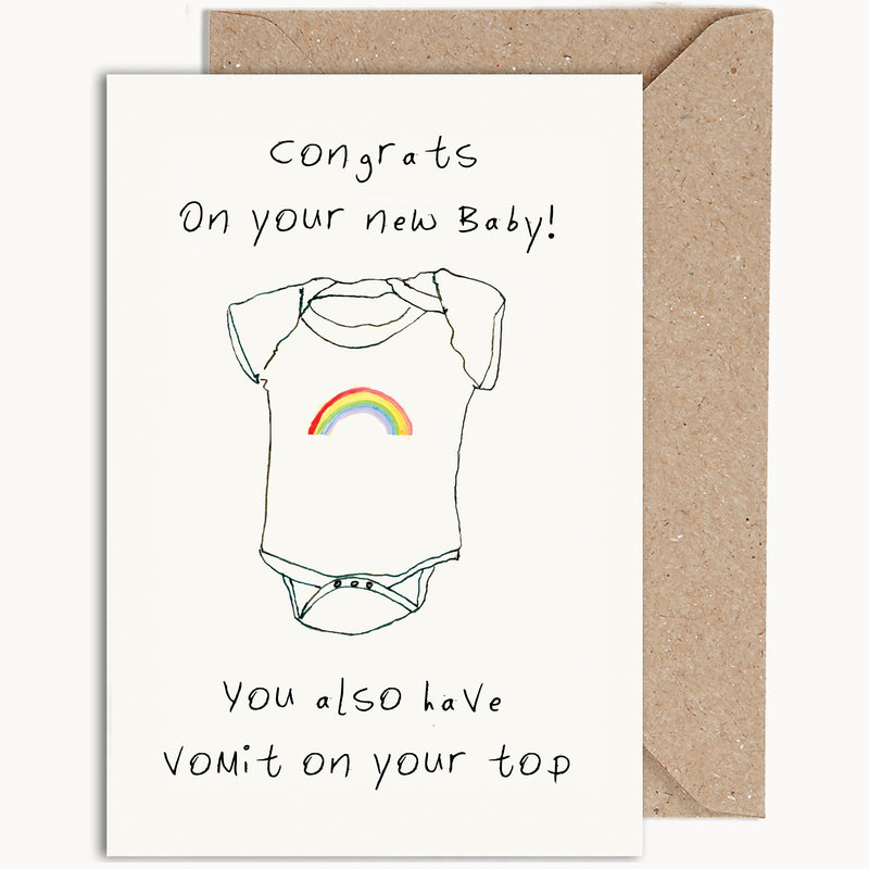 new baby card with baby grow